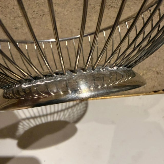 For your consideration, a mid-century modern nickel or silver-plate basket. Stamped MADE IN ITALY. Dimensions: 3.25" H x...