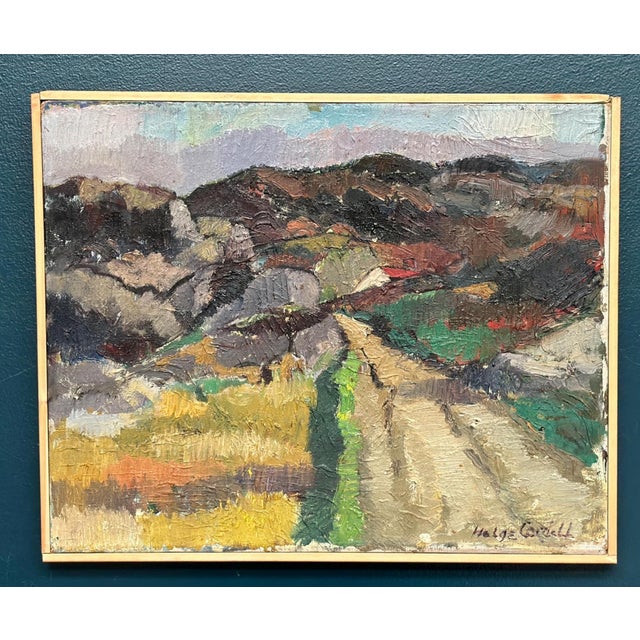 Original mid century swedish oil on panel – landscape by helge cardell – vintage & framed approx. 40 × 50 cm (15.7" ×...