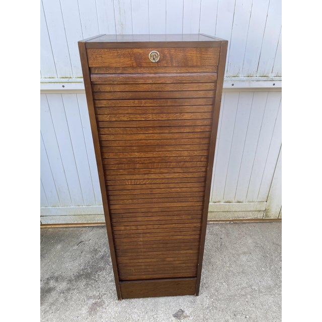 Oak Roll-Top Filing Cabinet, 1970s For Sale - Image 16 of 17