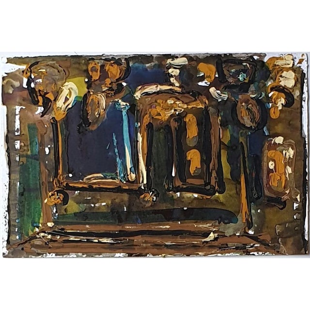 Abstract Composition - Original Tempera by A. Matheos Mid 20th Century For Sale