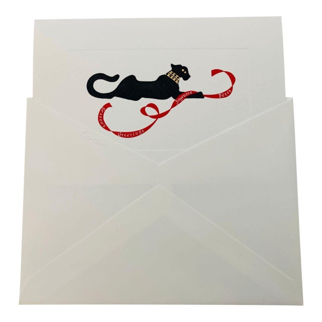 Cartier Panther Set of 10 Stationery Cards and Envelopes Season's Greetings For Sale
