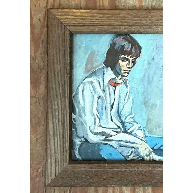 Vintage 1970s Oil Painting of Seated Man For Sale In West Palm - Image 6 of 11