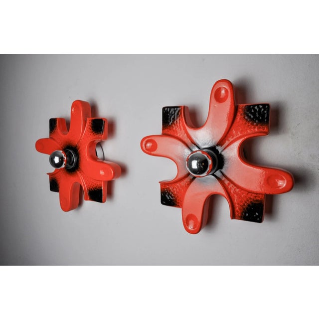 Red Puzzle Sconces in Red Ceramic from Hustadt Leuchten, Germany, 1960s, Set of 2 For Sale - Image 8 of 8