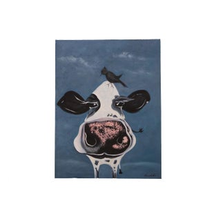Mid 20th Century Cow with Black Bird on Head For Sale