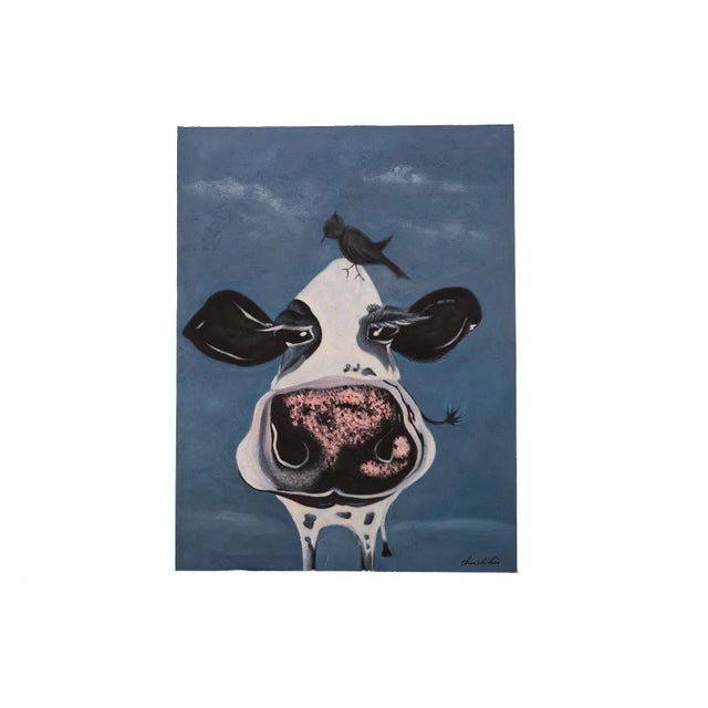 Mid 20th Century Cow with Black Bird on Head For Sale