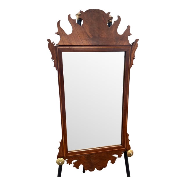 18th Century Georgian Wall Mirror Oxford Mahogany Frame Hand Carved For Sale
