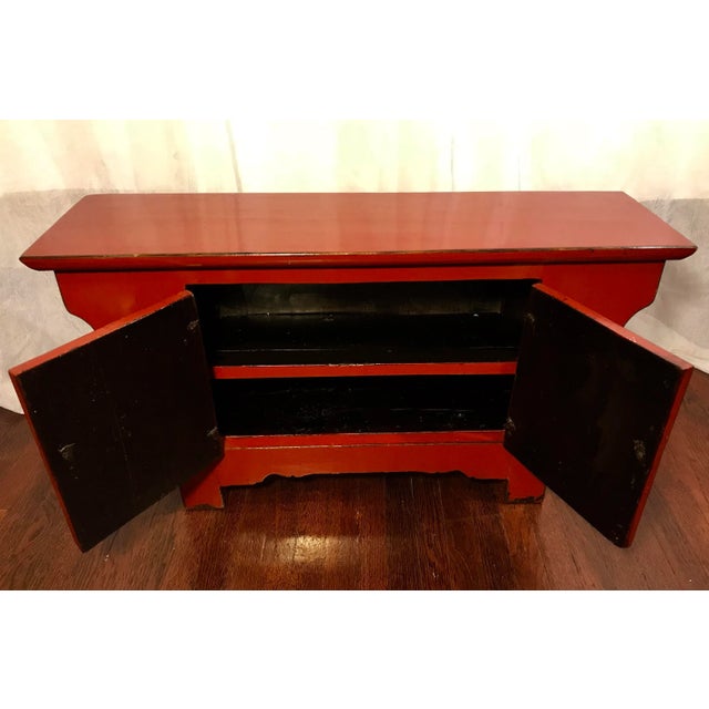 Chinese 20th Century Chinese Medium Sized Cinnabar Lacquered Sideboard Buffet Alter For Sale - Image 3 of 11