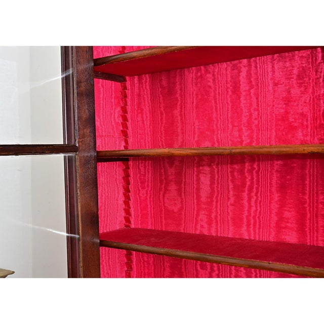 Edit Early 19th Century French Louis Philippe Mahogany Bibliotheque with Silk Interior For Sale - Image 12 of 15