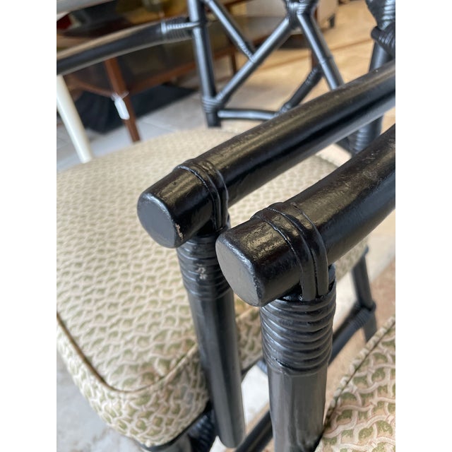 Black Pair of Late 20th Century Ficks Reed Style Chinese Chippendale Rattan Chairs For Sale - Image 8 of 11