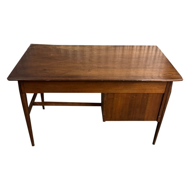 Mid-Century Modern Midcentury Bassett Artisan Walnut Writing Desk For Sale - Image 3 of 8