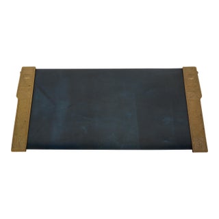 Tiffany Studios New York American Indian Bronze Doré Blotter Ends With Leather Desk Blotter For Sale