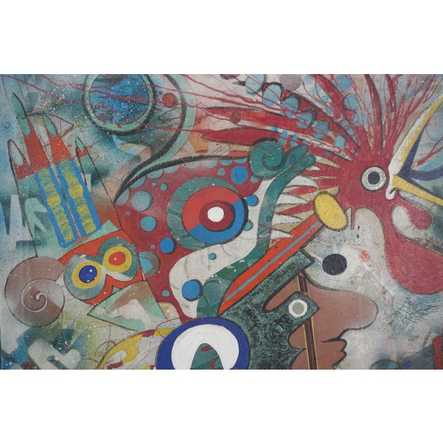 2000 - 2009 Contemporary Mayan Inspired Abstract Figurative Oil Painting by C. Udesen For Sale - Image 5 of 8