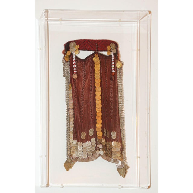 Museum-Quality Antique Middle Eastern Islamic / Bedouin Niqab Face Veil, Mid-20th Century, with Silver Coins & Amulets A...