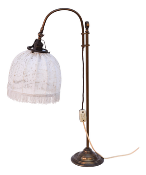 Art Nouveau Adjustable Table Lamp with Lace Lampshade