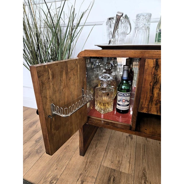 Vintage Italian Art Deco Walnut and Mosaic Cocktail Cabinet, 1940s For Sale - Image 4 of 12