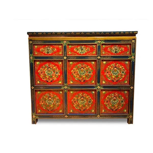 Tibetan Hand Painted Cabinet For Sale - Image 4 of 8