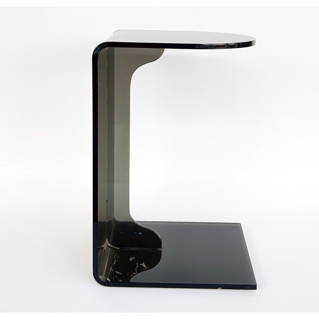 Contemporary Iconic Design's Custom Smoked Acrylic Side Drinks Table, Many Available For Sale - Image 3 of 8