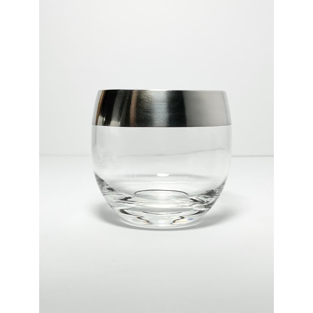 1950s Mid-Century Modern Dorthy Thorpe Silver Band Roly Poly Cocktail Glasses - Set of 4 For Sale - Image 4 of 6