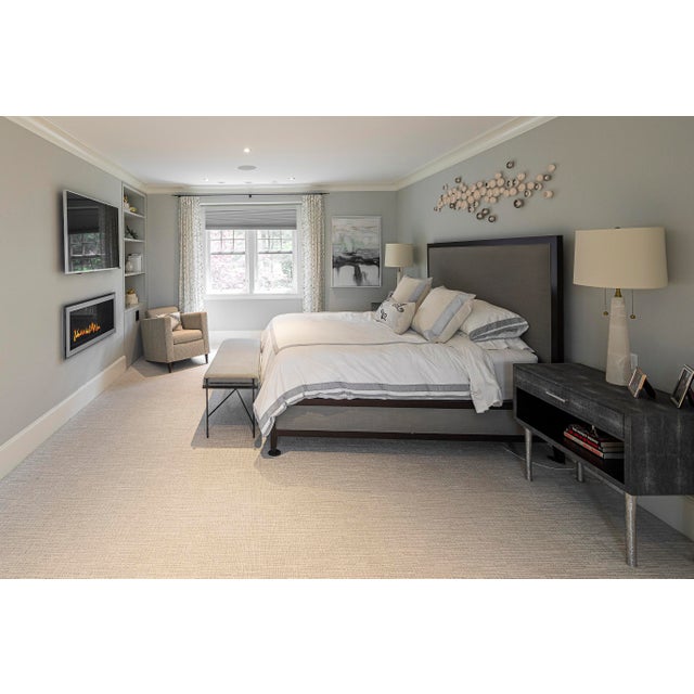 French Contemporary Fabric Panel Bed For Sale - Image 4 of 12