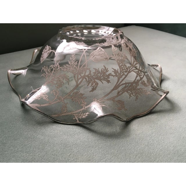 1950s Wildflower Bouquet Silver Overlay Decorative Fruit Bowl For Sale - Image 9 of 13