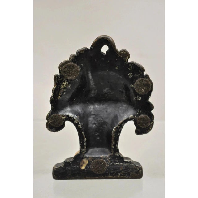 Antique Victorian Cast Iron Figural Floral Bouquet Basket Painted Door Stop For Sale In Philadelphia - Image 6 of 8