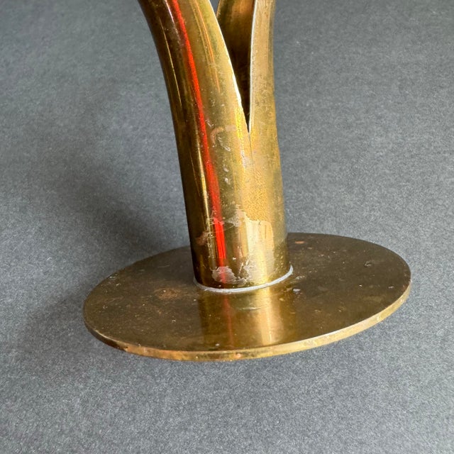 Mid Century Swedish Brass Lily Candle Holder Ibe Konst Ystad Metall Sweden a Pair For Sale - Image 9 of 12