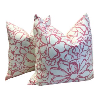 Schumacher "Sidonie" in Magenta Pillows- a Pair For Sale