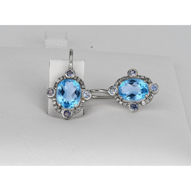 Blue Topaz 14k Gold Drop Earrings - 2 Pieces For Sale - Image 4 of 6