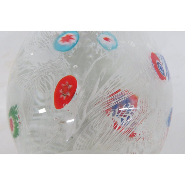 Murano Latticino Millefiori Art Glass Egg Large Italian Paper Weight 4810b For Sale - Image 4 of 10