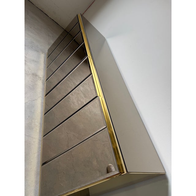 Brass 1970s Hollywood Regency Ello Brass & Beveled Mirror Credenza Sideboard For Sale - Image 8 of 17