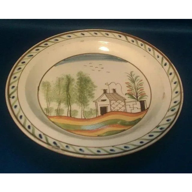 18th Century 18th Century English Creamware Polychomre Decorated Plate For Sale - Image 5 of 10
