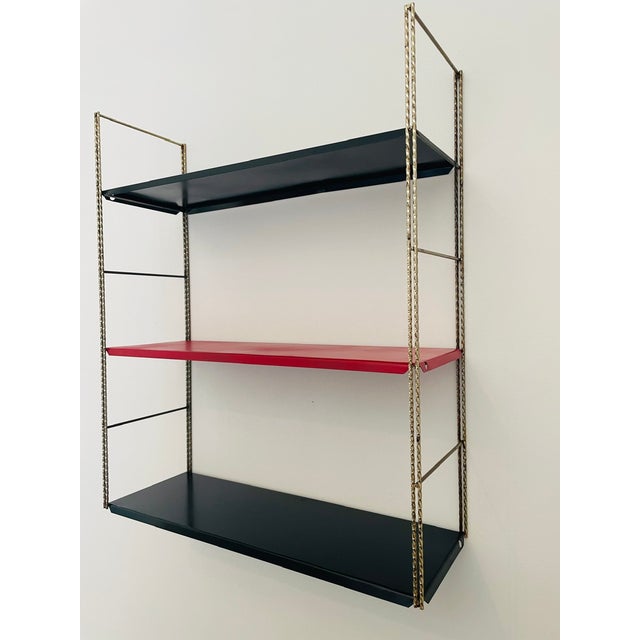 Mid-Century Modern Adjustable Brass and Metal Wall-Mounted Shelf, 1960s For Sale - Image 6 of 18
