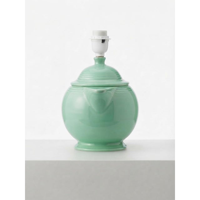 English Vintage Green Ceramic Teapot Accent Lamps - a Pair For Sale - Image 3 of 9