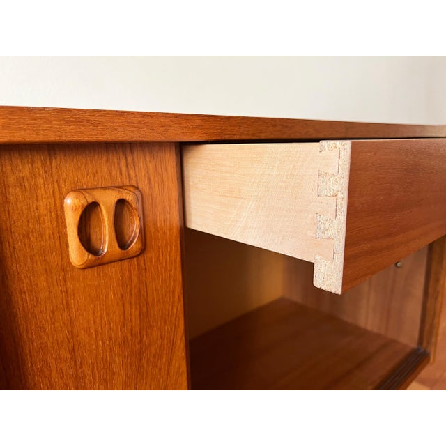 Mid-Century Modern 1960s Mid Century Danish Teak Credenza with Shelving and Storage Drawer Denmark Design, Attributed For Sale - Image 3 of 16