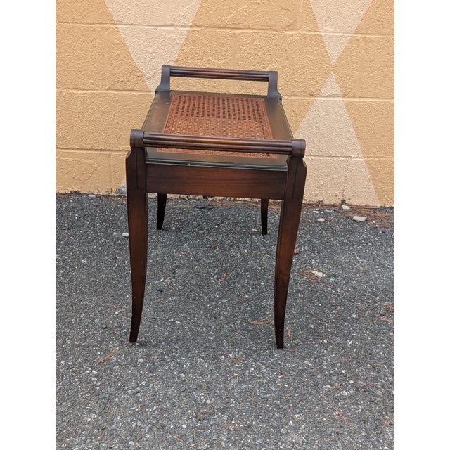 Vintage Wood and Cane Seat Piano or Vanity Bench For Sale - Image 4 of 9