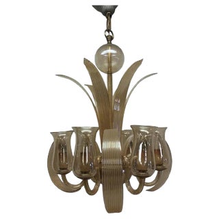 Art Deco Glass Chandelier, 1930s For Sale