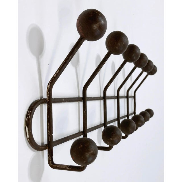 Vintage Iron and Wood Ball Wall Hook For Sale - Image 4 of 7