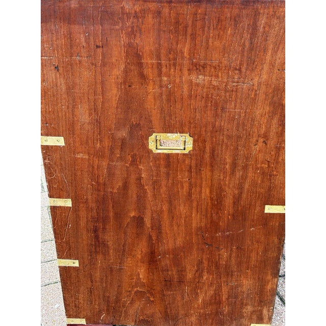 Brown Mahogany Campaign Secretaire Chest of Drawers. Mahogany Campaign Secretaire Chest of Drawers. For Sale - Image 8 of 17