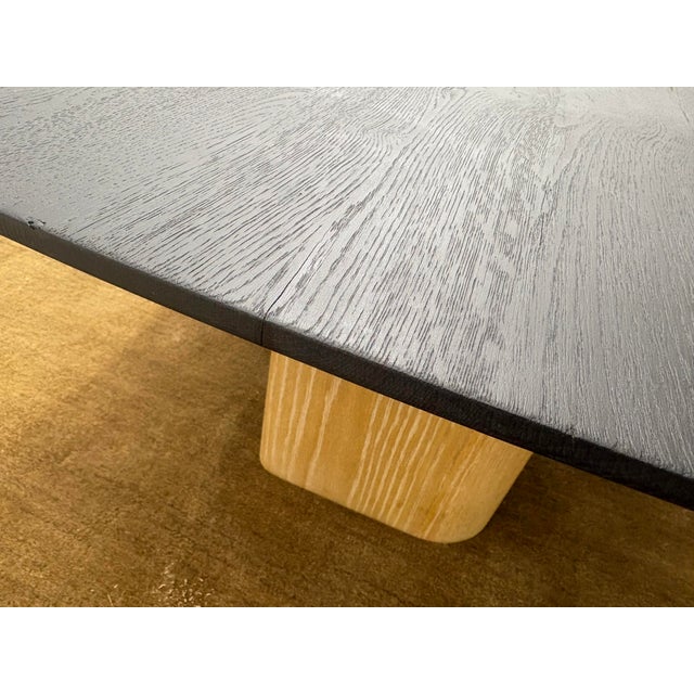 Arhaus Sculptural Two-Tone Coffee Table Organic Modern | Matte Black Top With Blonde Wood Legs For Sale - Image 10 of 18