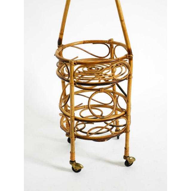 Mid-Century Italian Bar and Serving Trolley Made of Bamboo with Wheels, 1950s For Sale - Image 9 of 18