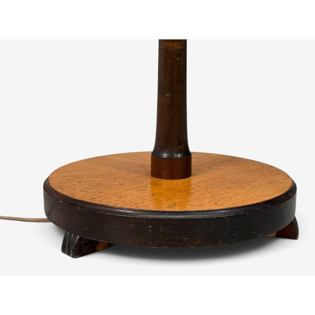 Swedish Art Deco, Adjustable Floor Lamp, Birch, Brass, Fabric, Sweden, 1930s For Sale - Image 12 of 12