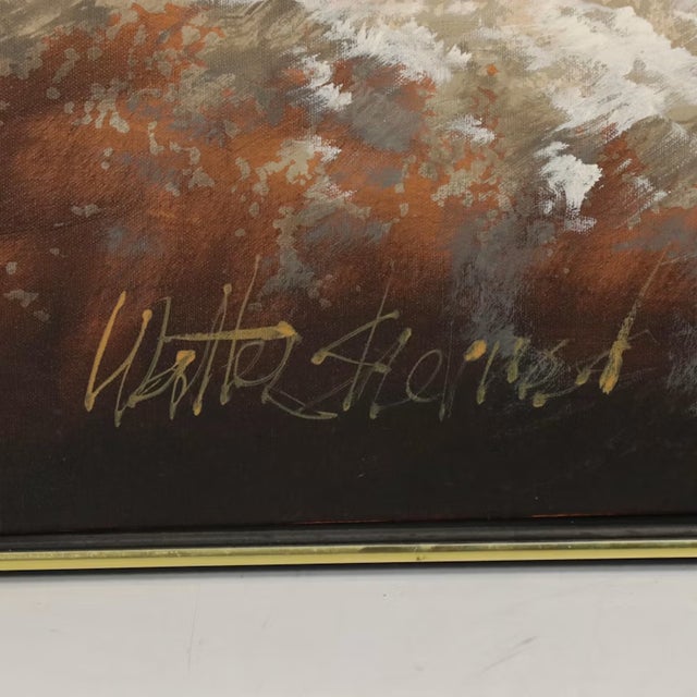 Vintage Monumental Coastal Oil Painting Walter Sherwood For Sale In Cincinnati - Image 6 of 17