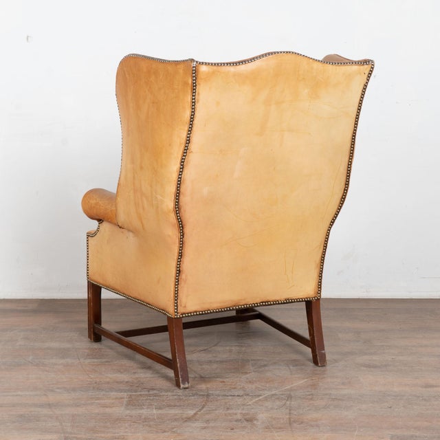 20th Century Tall Wing Back Vintage Leather Armchair From Denmark For Sale - Image 10 of 10
