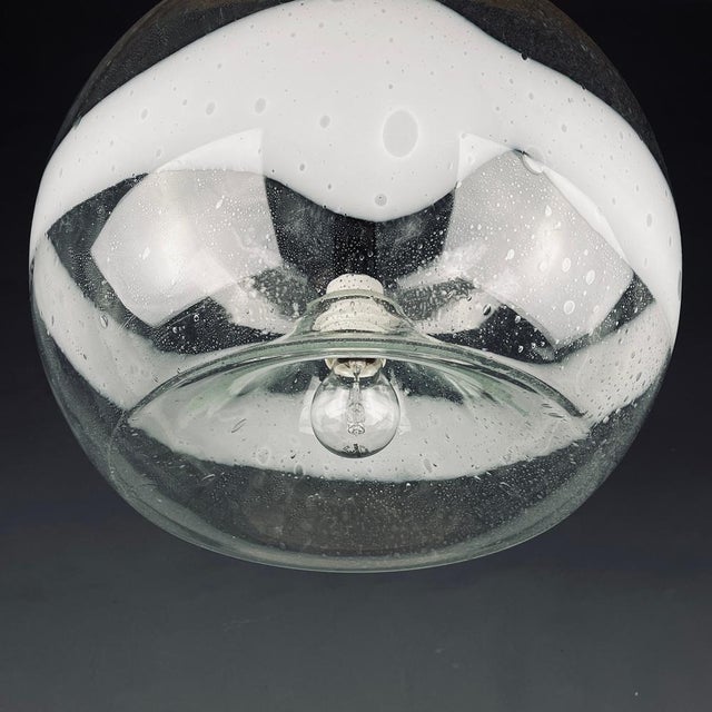 White Large Murano Glass Pendant Lamp by Ettore Fantasia & Gino Poli Sothis, Murano, Italy, 1970s For Sale - Image 8 of 14