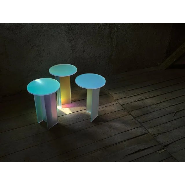 Isola Dichroic Satin Glass T Side Table by Brajak Vitberg For Sale - Image 10 of 13