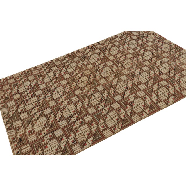 A rare 4x7 antique hooked rug of United States’ provenance, handmade in wool and fabric circa 1920-1930, featuring...