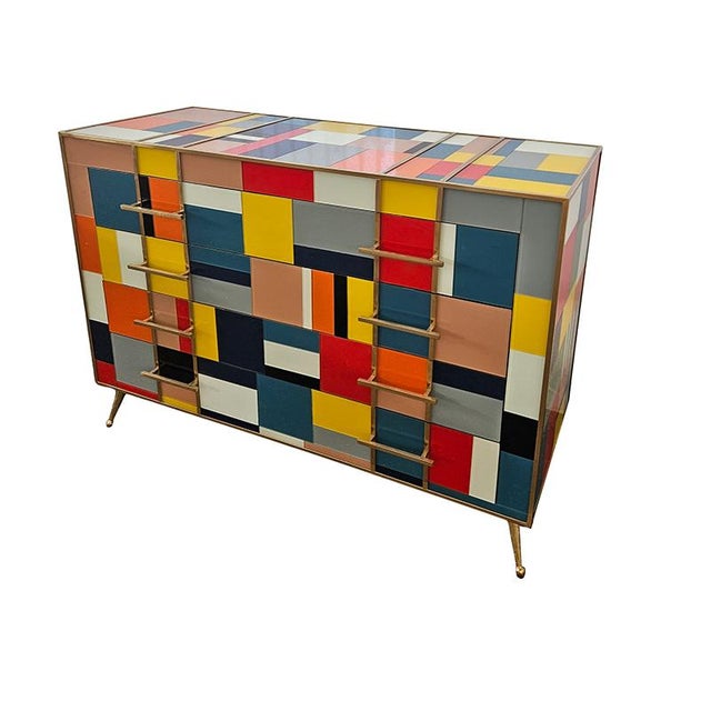Vintage Chest of Drawers in Colored Glass, 1980s For Sale - Image 6 of 7