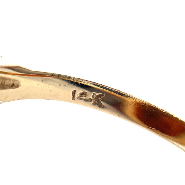 Vintage 14k Yellow Gold Oval Amber Gemstone Ring, Size 7 For Sale - Image 9 of 10