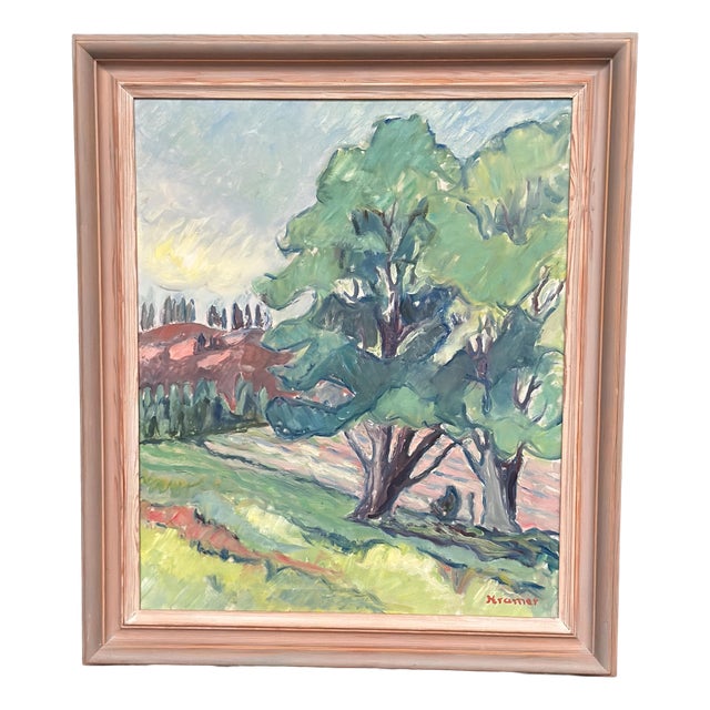 Kramer, Landscape Composition, 1950s, Oil on Canvas, Framed For Sale
