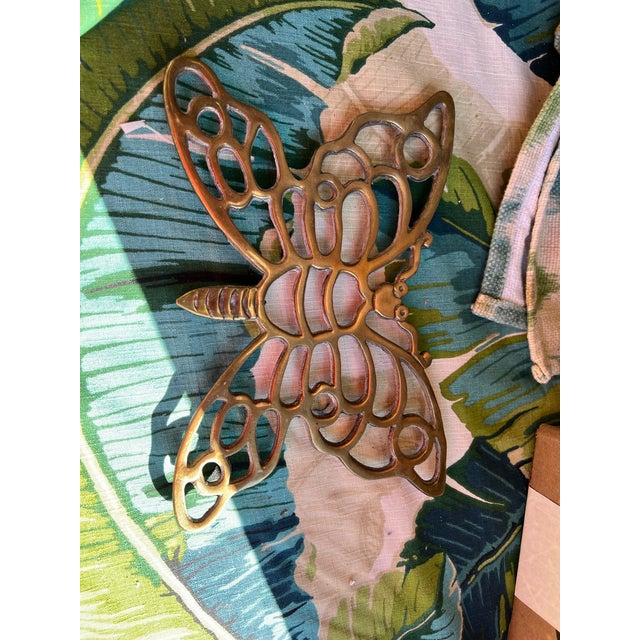 Vintage Brass Butterfly Trivet For Sale - Image 4 of 4